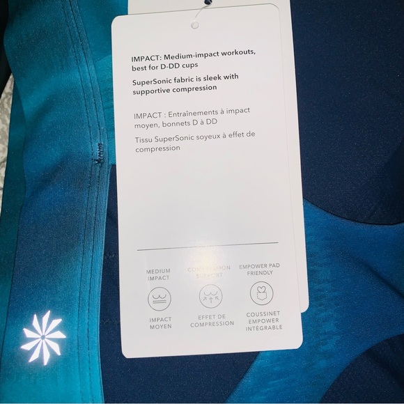 New Athleta Ultimate Printed Racerback Sport Bra Medium Impact Cup D - DD Sz XS - Picture 6 of 7